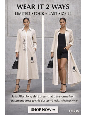 Julia Allert Shirt Dress Large NWT Graphic Button Front Oversized Designer Tunic